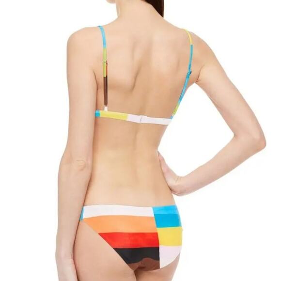 NEW Mara Hoffman Nonpadded Triangle Bikini Swim Top Rainbow Multi - Picture 3 of 12